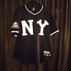 New York Black Yankees Rings & Crwns Black Mesh V-Neck Jersey Size XL NWOT